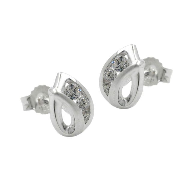 Stecker 8,5x6mm Zirkonia matt-glänzend Silber 925