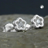 Stecker 5mm Kinderohrring Blume mit Zirkonia Silber 925
