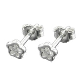 Stecker 5mm Kinderohrring Blume mit Zirkonia Silber 925