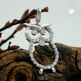 Anhänger, Eule mit Zirkonias, Silber 925