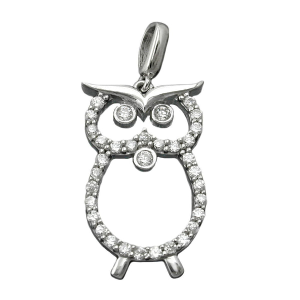 Anhänger, Eule mit Zirkonias, Silber 925