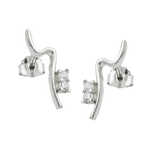 Stecker 16x5mm mit je 2 Zirkonias Silber 925