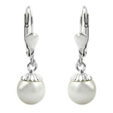 Ohrbrisur Ohrhänger Ohrringe 24x7,5mm Hänger mit Imitat-Perle Silber 925