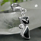 Anhänger Charm schwarze Katze Silber 925