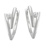 Creole 20x12mm Klappscharnier Zirkonia weiß glänzend Silber 925
