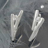 Creole 20x12mm Klappscharnier Zirkonia weiß glänzend Silber 925