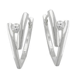 Creole 20x12mm Klappscharnier Zirkonia weiß glänzend Silber 925
