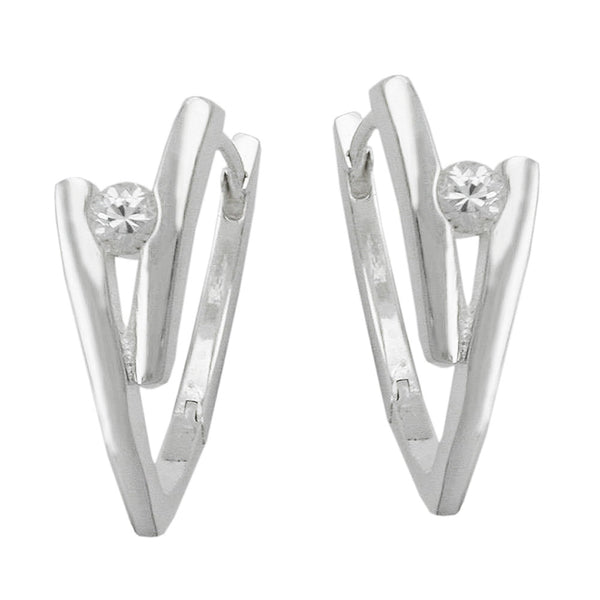 Creole 20x12mm Klappscharnier Zirkonia weiß glänzend Silber 925