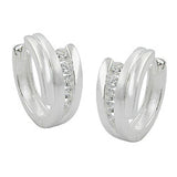 Creole 15x7mm Klappscharnier Zirkonias matt-glänzend Silber 925