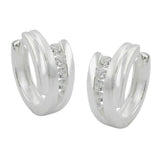 Creole 15x7mm Klappscharnier Zirkonias matt-glänzend Silber 925