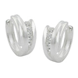 Creole 15x7mm Klappscharnier Zirkonias matt-glänzend Silber 925