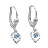 Ohrbrisur Ohrhänger Ohrringe 21x6mm Herz mit Glasstein hellblau Silber 925