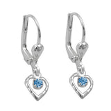 Ohrbrisur Ohrhänger Ohrringe 21x6mm Herz mit Glasstein hellblau Silber 925