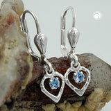 Ohrbrisur Ohrhänger Ohrringe 21x6mm Herz mit Glasstein hellblau Silber 925