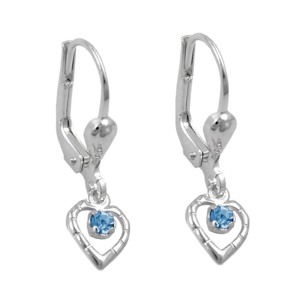 Ohrbrisur Ohrhänger Ohrringe 21x6mm Herz mit Glasstein hellblau Silber 925