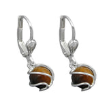 Ohrbrisur Ohrhänger Ohrringe 23x8mm Perle Tigerauge umwickelt Silber 925