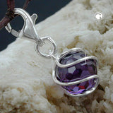 Anhänger Charm Zirkonia-lila 8mm umwickelt Silber 925