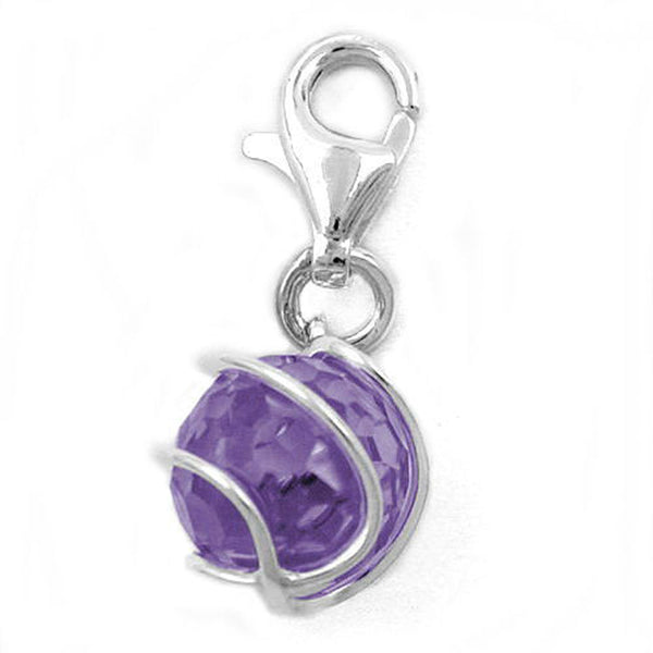 Anhänger Charm Zirkonia-lila 8mm umwickelt Silber 925
