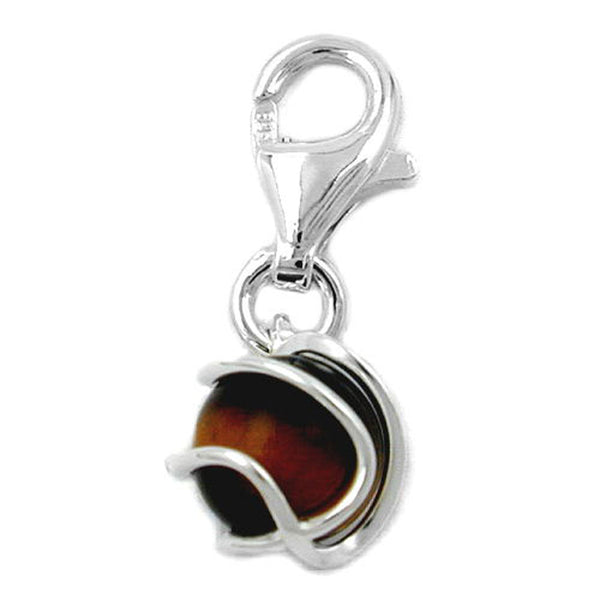 Anhänger Charm Tigerauge 6mm umwickelt Silber 925