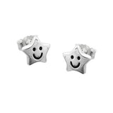 Stecker 6x6mm Kinderohrring Stern mit Gesicht Silber 925