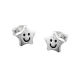Stecker 6x6mm Kinderohrring Stern mit Gesicht Silber 925