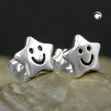Stecker 6x6mm Kinderohrring Stern mit Gesicht Silber 925