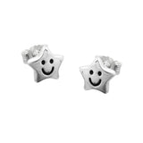 Stecker 6x6mm Kinderohrring Stern mit Gesicht Silber 925