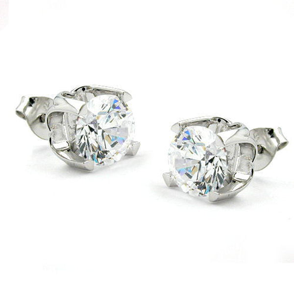 Stecker, 8mm Zirkonia weiß, Silber 925