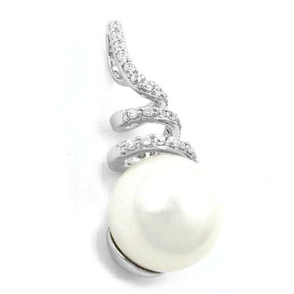 Anhänger, Zirkonia und Perle, Silber 925