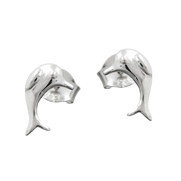 Stecker 8x5mm Delfin glänzend rhodiniert Silber 925