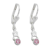 Ohrbrisur Ohrhänger Ohrringe 25x4,5mm Blume Zirkonia pink Silber 925