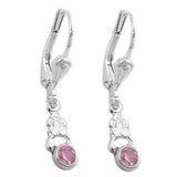 Ohrbrisur Ohrhänger Ohrringe 25x4,5mm Blume Zirkonia pink Silber 925