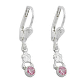 Ohrbrisur Ohrhänger Ohrringe 25x4,5mm Blume Zirkonia pink Silber 925