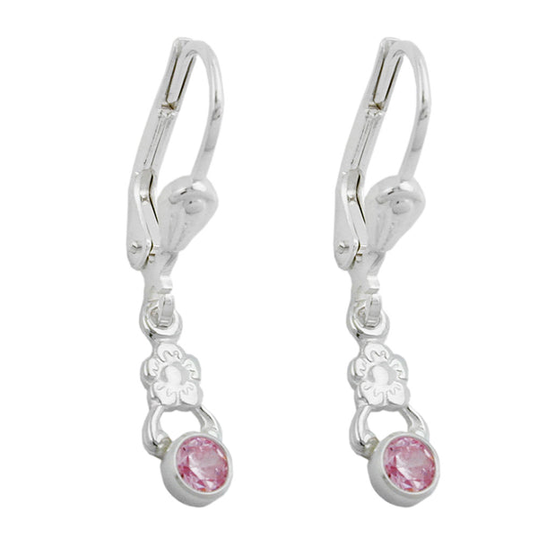 Ohrbrisur Ohrhänger Ohrringe 25x4,5mm Blume Zirkonia pink Silber 925