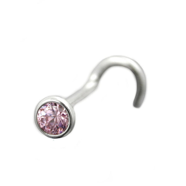 Nasenstecker, Zirkonia-pink, Silber 925