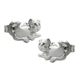 Stecker 7x10mm liegende Katze glänzend rhodiniert Silber 925