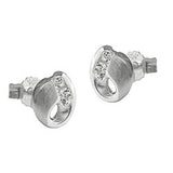 Stecker 7x6,5mm mit Zirkonias matt-glänzend Silber 925