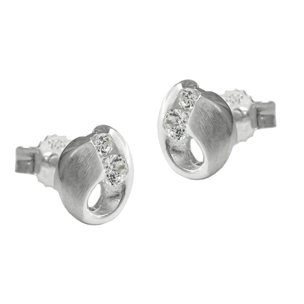 Stecker 7x6,5mm mit Zirkonias matt-glänzend Silber 925