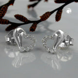 Stecker, Herz mit Zirkonias, Silber 925