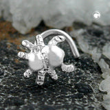 Nasenstecker 6x5mm Spinne mit Spirale glänzend Silber 925
