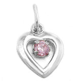 Anhänger, Herz Zirkonia-pink, Silber 925
