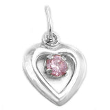 Anhänger, Herz Zirkonia-pink, Silber 925