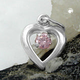 Anhänger, Herz Zirkonia-pink, Silber 925
