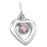 Anhänger, Herz Zirkonia-pink, Silber 925