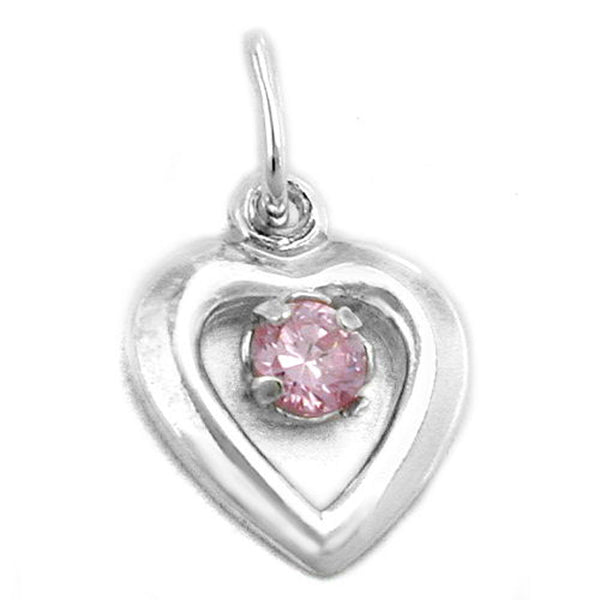 Anhänger, Herz Zirkonia-pink, Silber 925