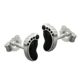 Stecker 7x4mm schwarze Füße lackiert Silber 925