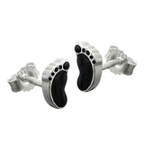 Stecker 7x4mm schwarze Füße lackiert Silber 925