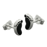 Stecker 7x4mm schwarze Füße lackiert Silber 925