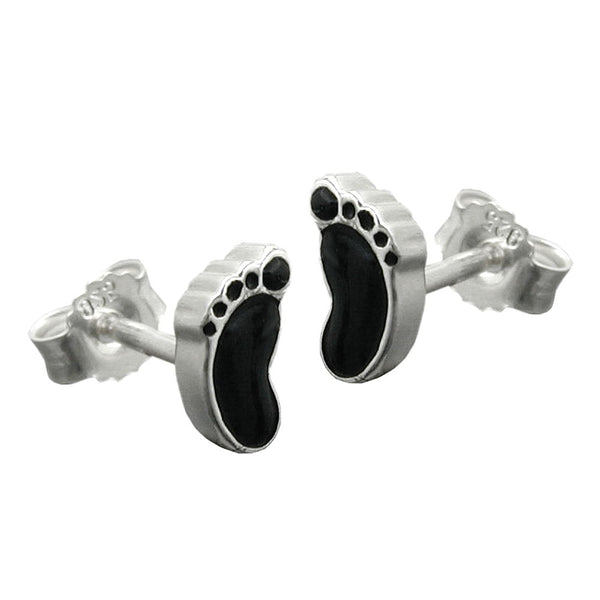 Stecker 7x4mm schwarze Füße lackiert Silber 925