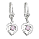 Ohrbrisur Ohrhänger Ohrringe 12x9mm Herz mit Zirkonia pink Silber 925